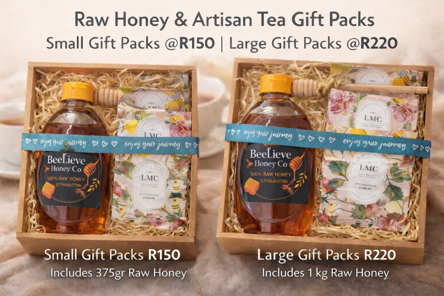 375 gram Raw Honey and Artisan Tea Gift Pack